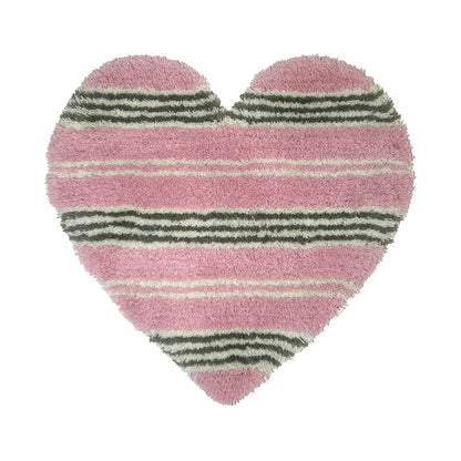 STRIPED HEART RUG - PINK