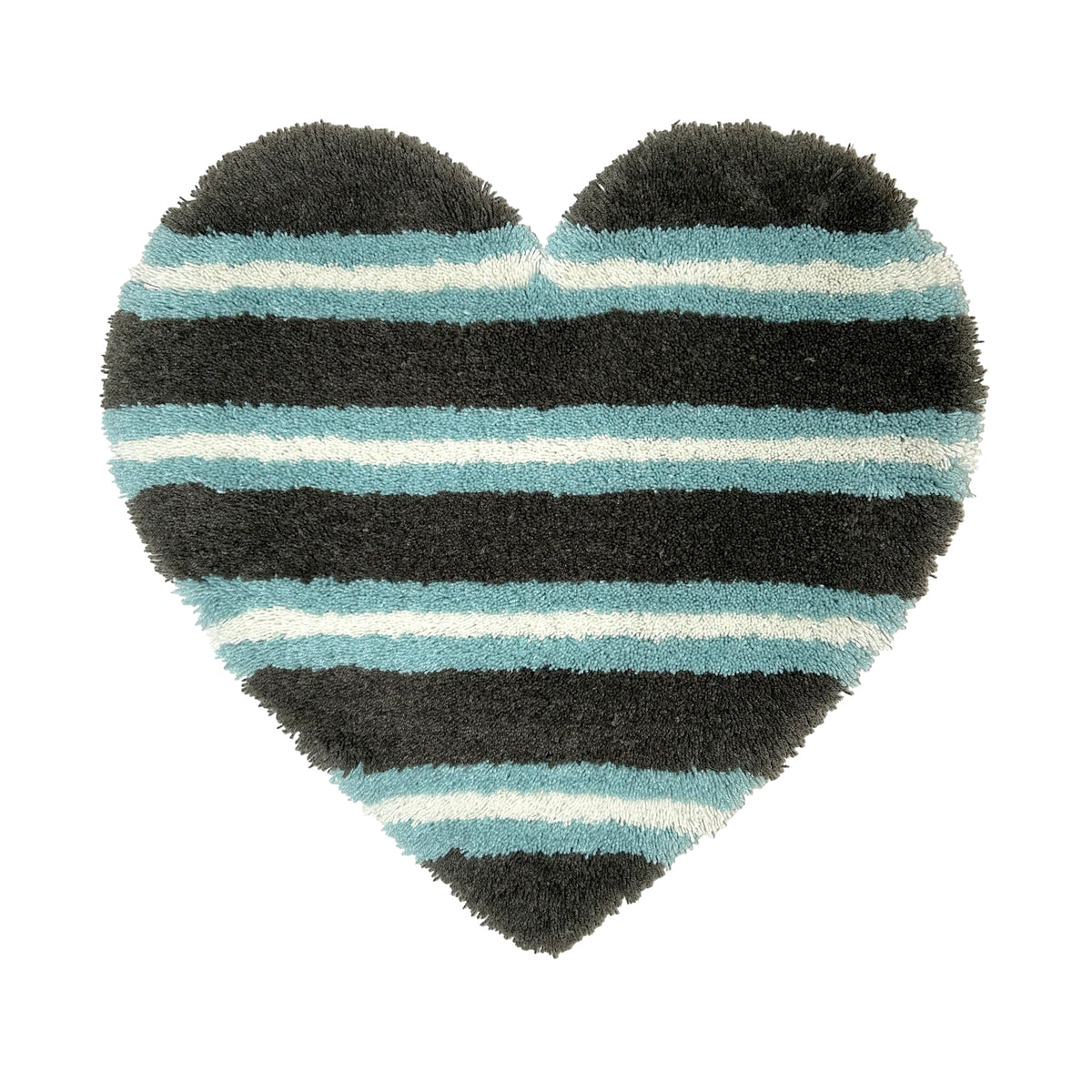 STRIPED HEART RUG - BLUE