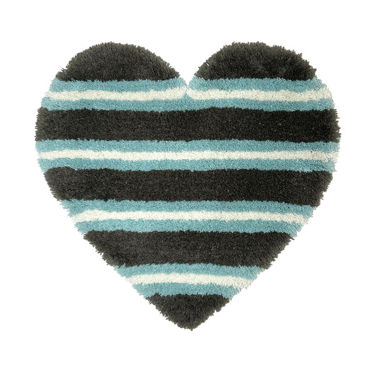 STRIPED HEART RUG - BLUE