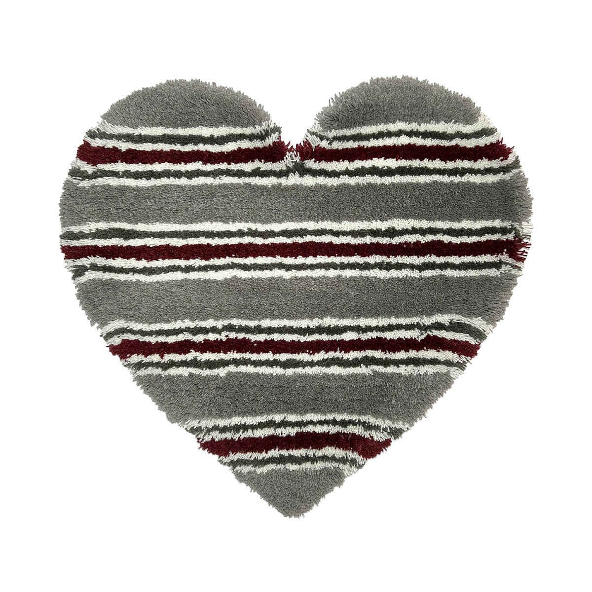 STRIPED HEART RUG - GRAY