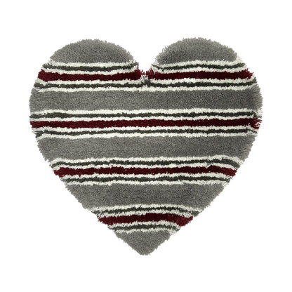 STRIPED HEART RUG - GRAY